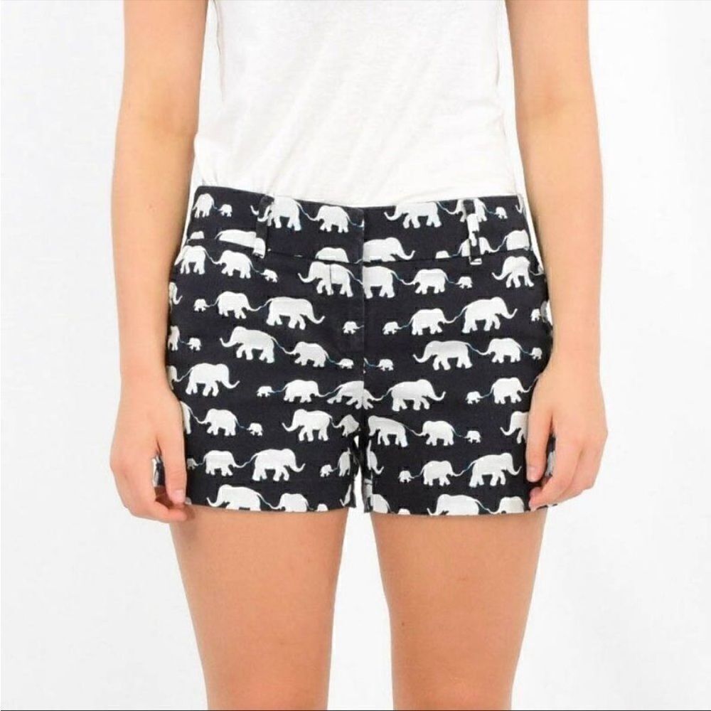 Loft riviera elephant print on navy linen/cotton shorts 4